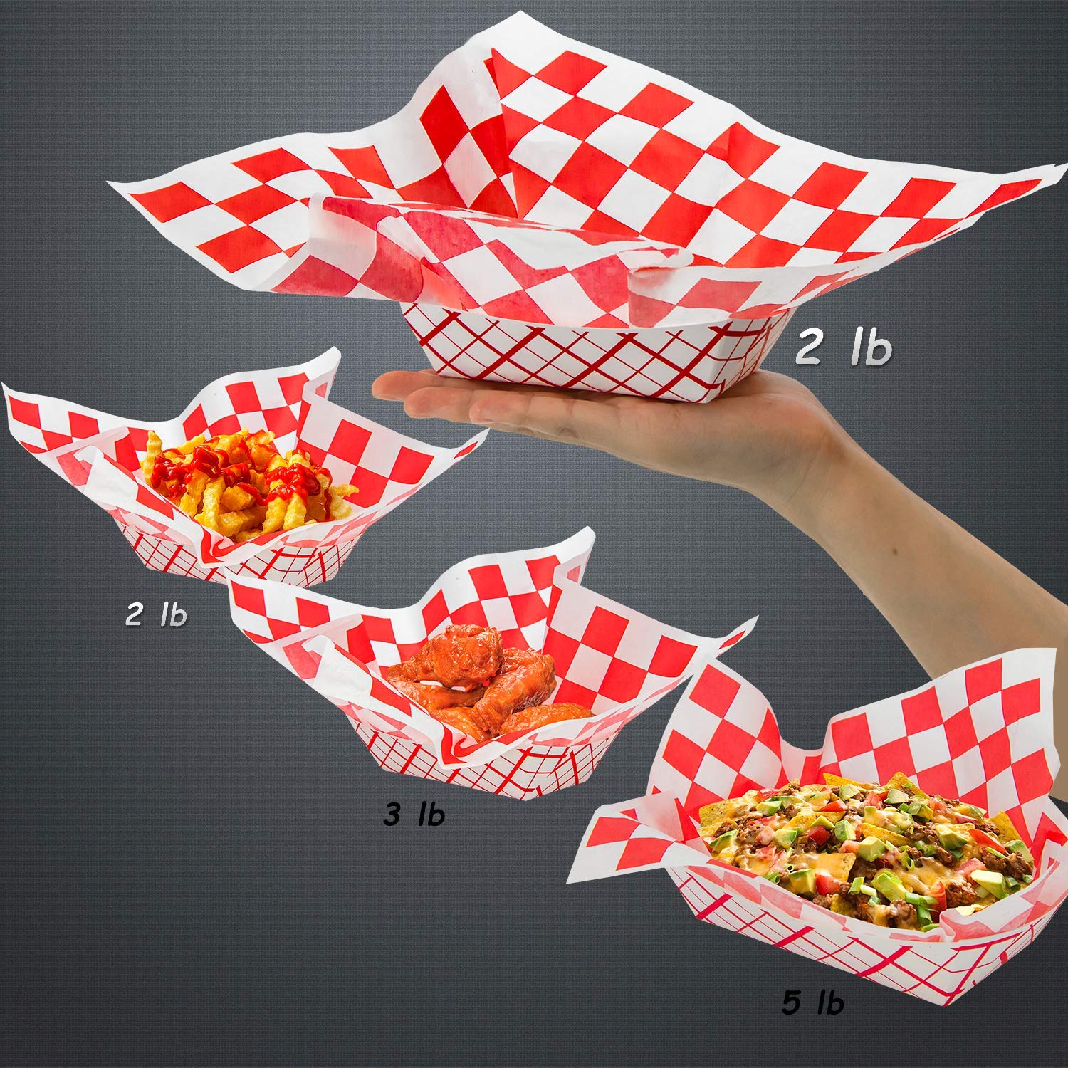 [125 Sheets and 125 Trays] Red and White Checkered 12x12 Inch Deli