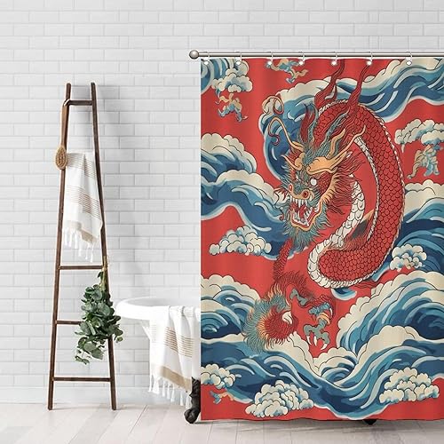 Miniatura 169 de Cortinas de ducha de baño con ganchos, 72 x 92 pulgadas, cortina de ducha de tela impermeable con diseño de flores y pájaros, cortina de ducha