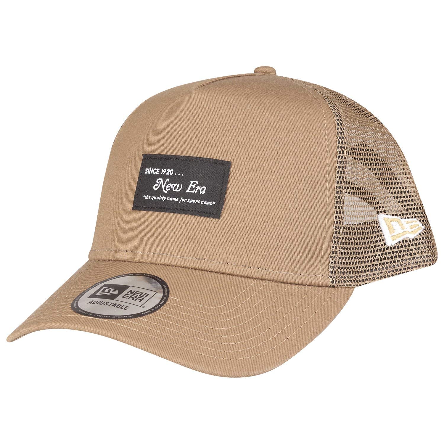New Era Unisex Beige Adjustable A-Frame Trucker Cap - Brand Patch - One Size