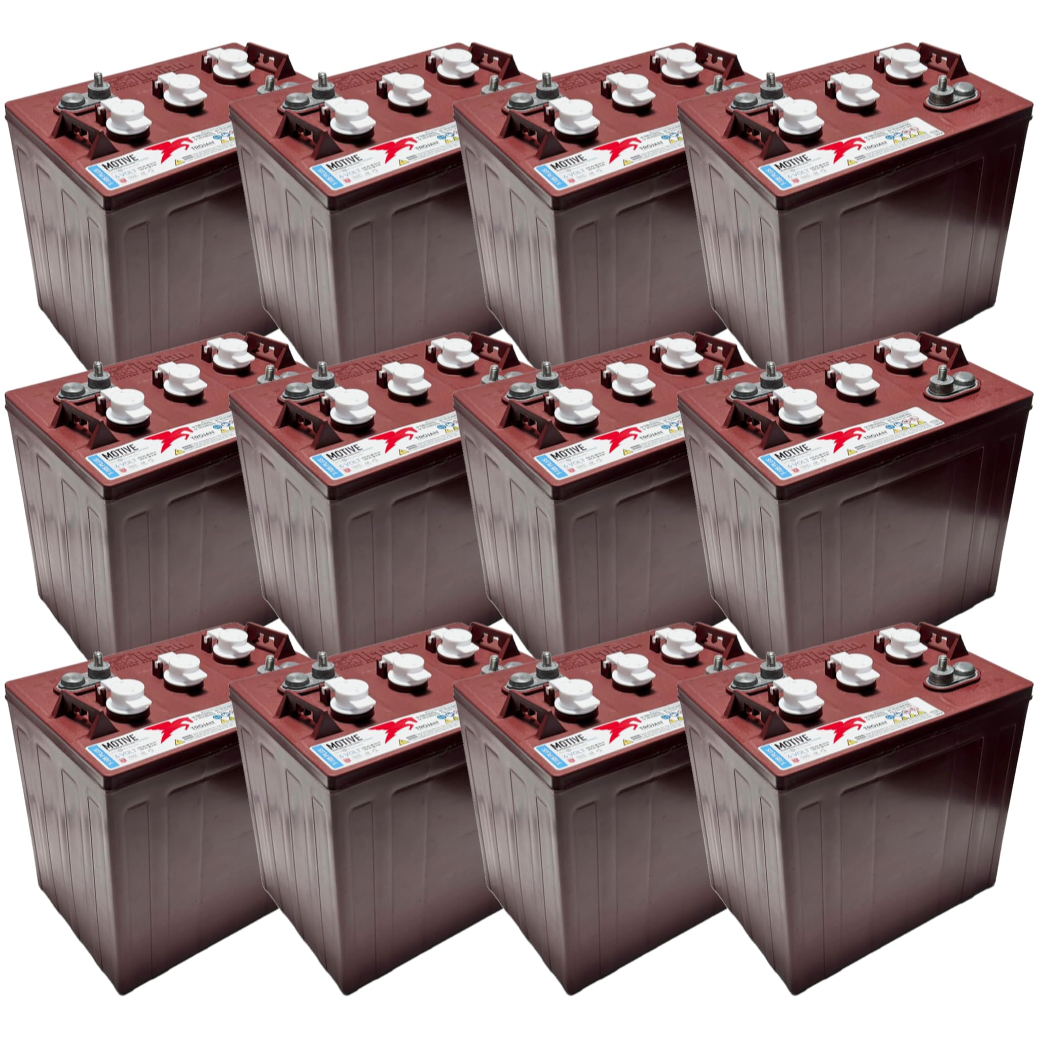 Trojan T-105 Plus 6V Deep-Cycle Flooded Battery, 225Ah, Golf Cart, Renewable Energy, Floor Scrubber, Industrial Use (Pack of 12)