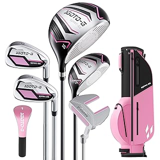 5/6/7 Pieces Kids Golf Clubs Set - Youth Golf Clubs Junior Set Ages 3-14 Includes Stand Bag, 1# Driver, 5# Hybrid, 7#, PW# Irons and Putter Right Hand for Boys Girls