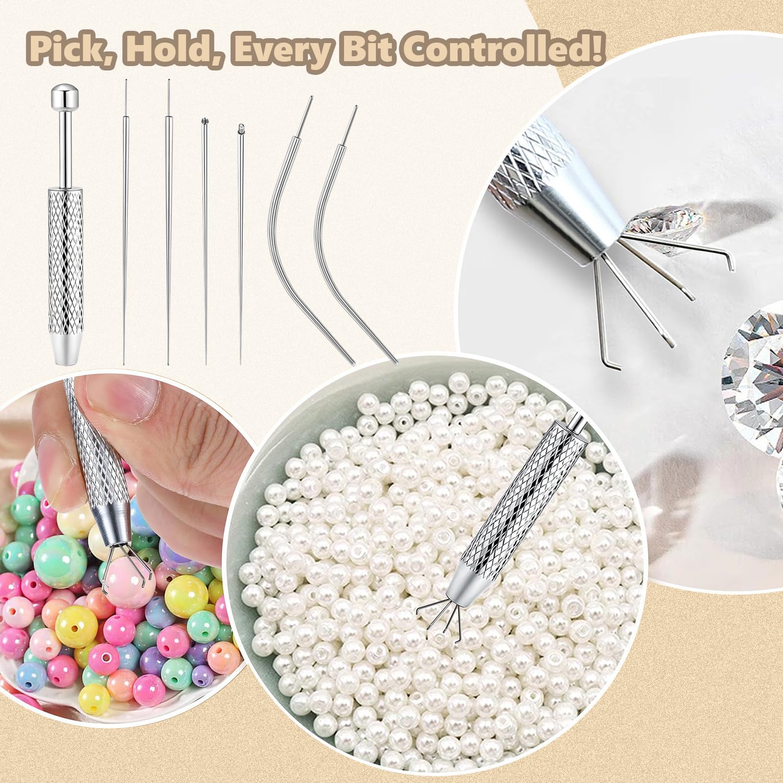 Set de Pinzas para Piercings Profesional, Kit Extractor Bolas, Conos Inserción 16G 18G