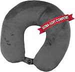 Premium Travel Pillow (Grey), Sleep with NO Neck Pain, Super Soft Memory Foam Neck Pillow Easy Washing with Removable Cover by My Perfect Dreams