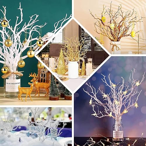 Miniatura 5 de Efavormart - Paquete de 10 ramas de árbol artificiales blancas de 14 pulgadas, rellenos de jarrón de plástico seco de manzanita