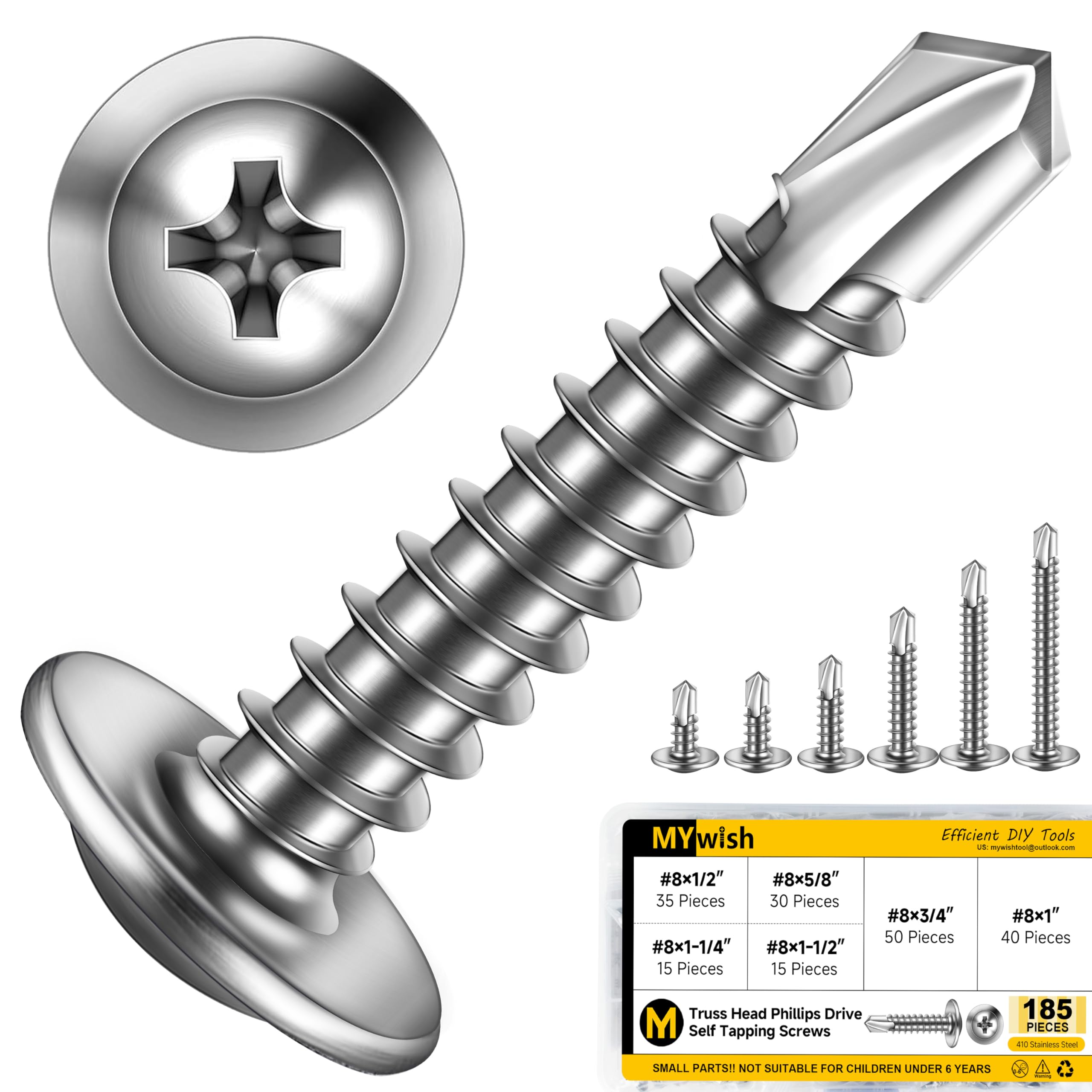 Self Tapping Screws for Metal - 200 Pack -9 Self Tapping Screws for Metal - 200 Pack -9