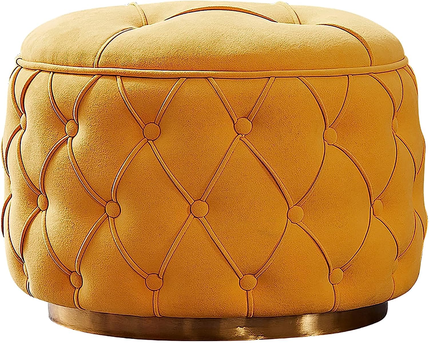 Tabouret de rangement moderne jaune et grand repose-pieds de salon