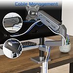 Fydeamer Single Monitor Arm, Heavy Duty Gas Spring Mount with Height Adjustment & Tilt for 17-32 Inch Screens up to 19.8 lbs, Adjustable VESA Desk Mount with Dual Installation Options, Gray & Black