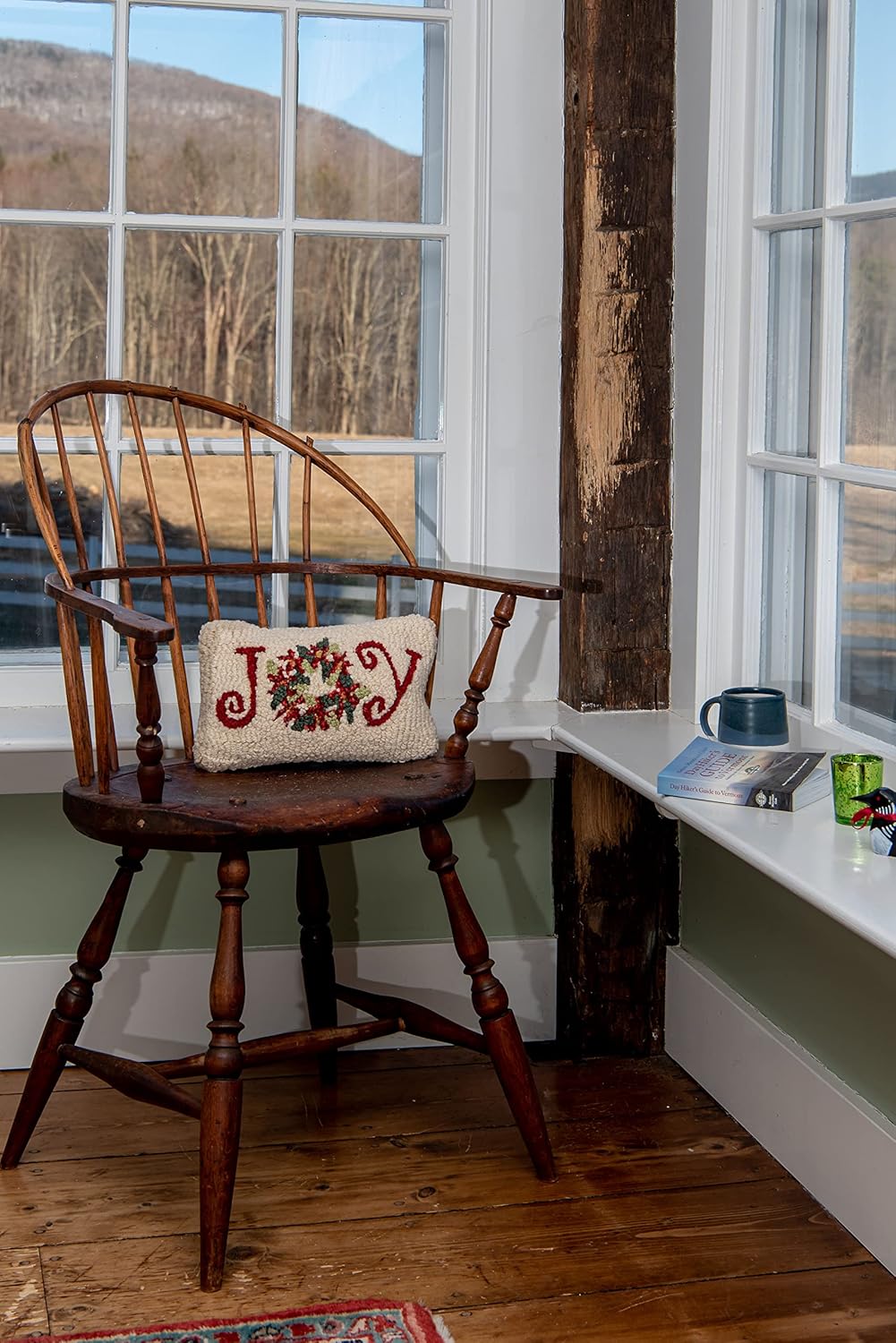 Chandler 4 Corners Artist-Designed Poinsettia Joy Hand-Hooked Wool Decorative Throw Pillow (8 in x 12 in) Christmas Pillow for Couches & Beds - Easy Care & Low Maintenance Winter & Holiday Home Décor