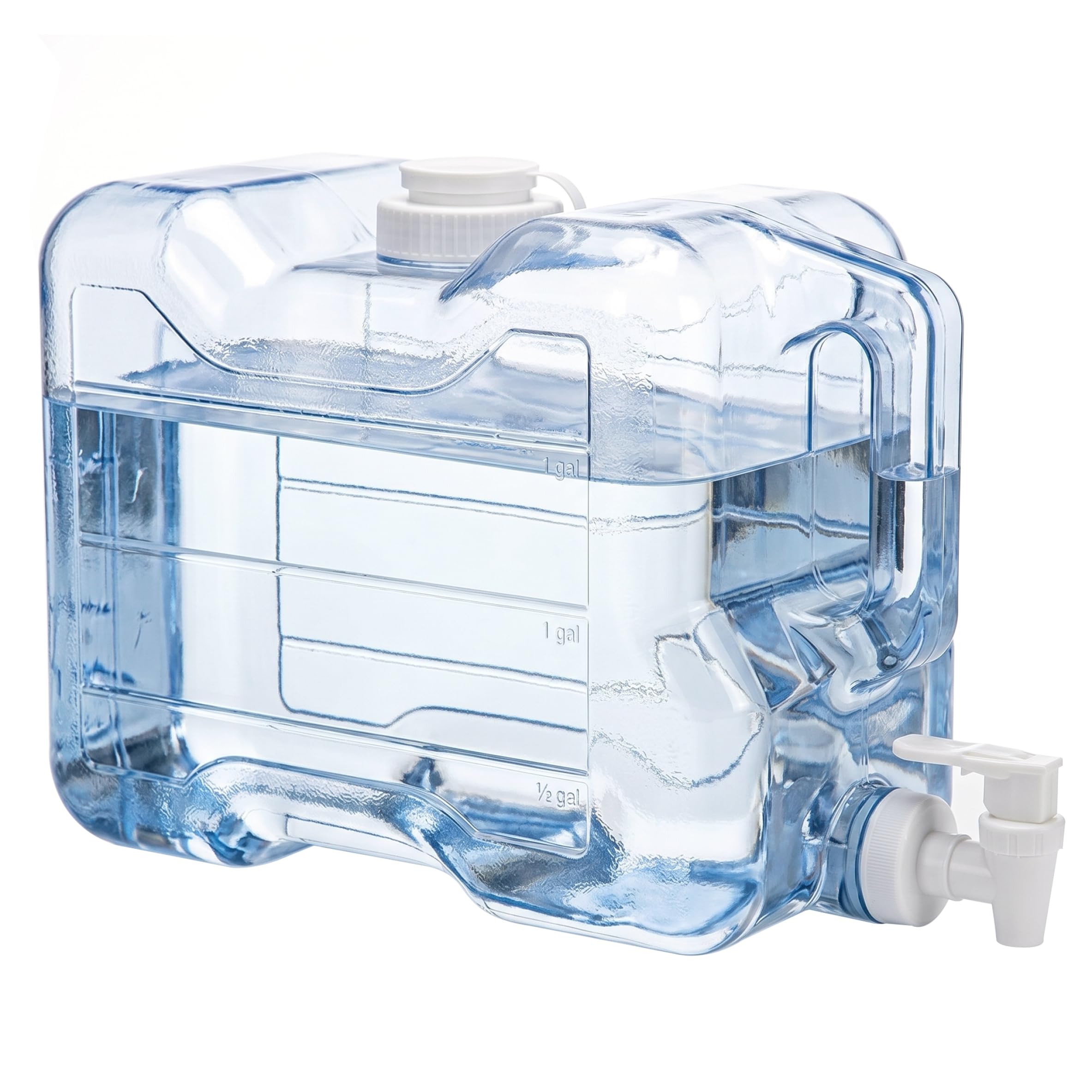 Wilafury 2 Gallon Water Container with Spigot, Portable Fridge Water Dispenser with Handle, Reusable Beverage Container for Home Parties Picnics (7.5L, Clear)