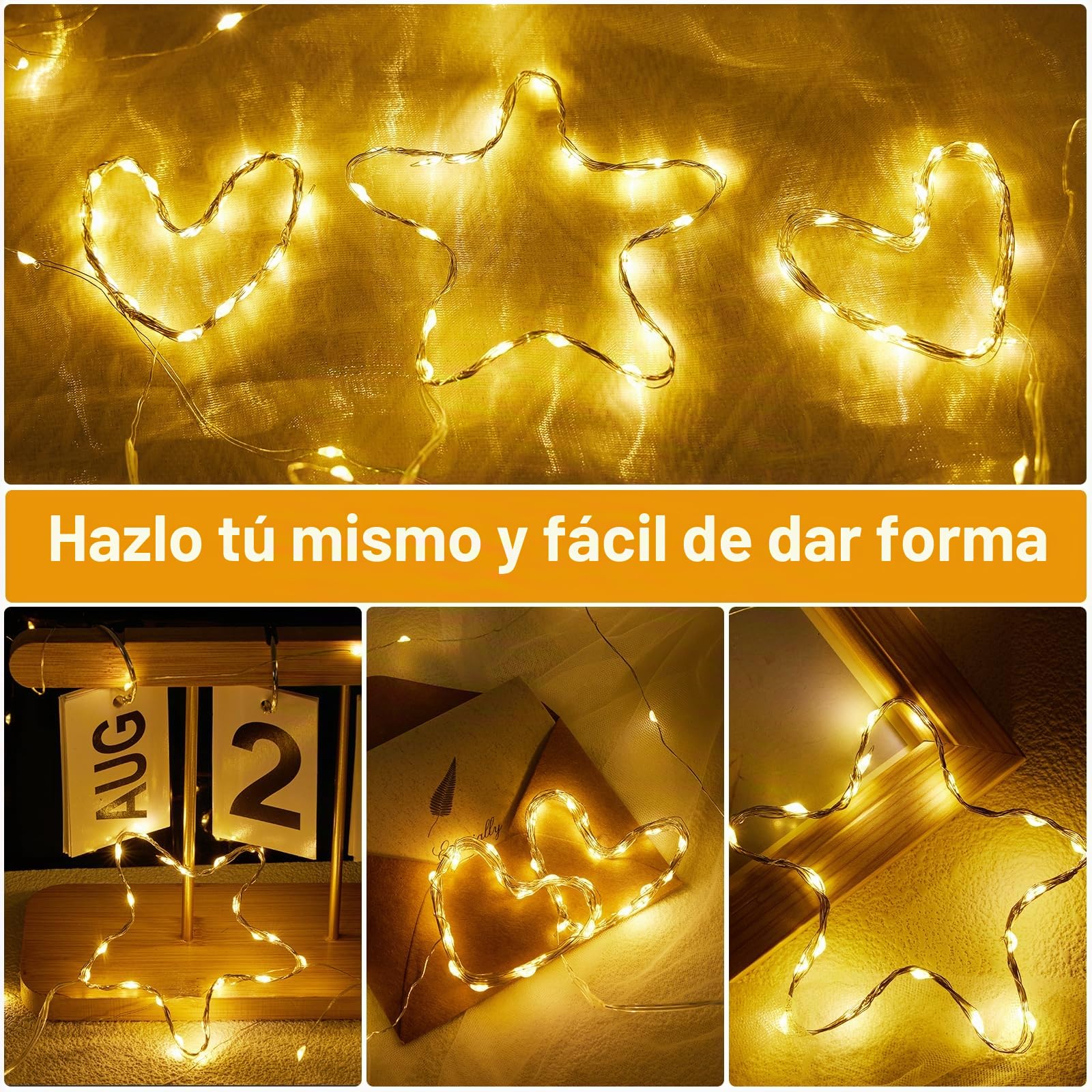 Guirnalda Luces LED, 20 Piezas 1m 10 LED Luces LED Pilas, Impermeable LED Luces de Cadena Micro con Pilas Guirnaldas Decoracion Luces de Hadas para Interior Jardín Boda Fiestas