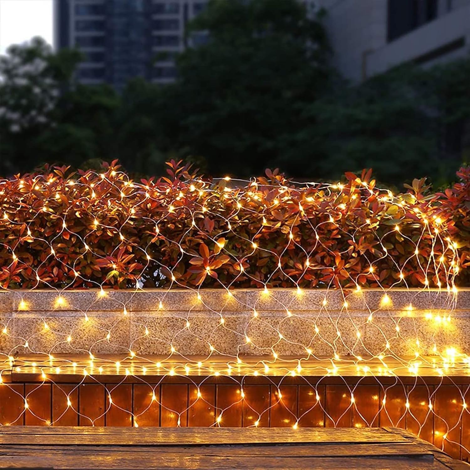 Lichternetz Außen 6x4m 627 LED Lichterkette Netz,8 Modi Lichterkettennetz Wasserdicht Lichtervorhang für Zimmer Wand Hochzeit Zaunbüsche Garten Deko(Size:6m*4m)