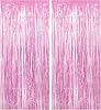 2pcs Tinsel Curtain Pink Glitter, 3ft X 6.4ft Aluminum Foil Flow Curtain Background Streamer, Girls Tinsel Curtains Pastel Foils Fringe,Birthday Party Wedding Holiday Backdrop Decoration(Pink)