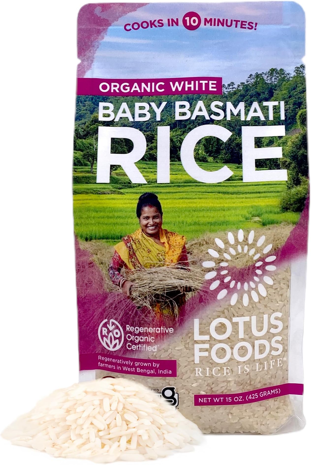 LOTUS FOODS Organic Quick Cook White Rice, 15 OZ