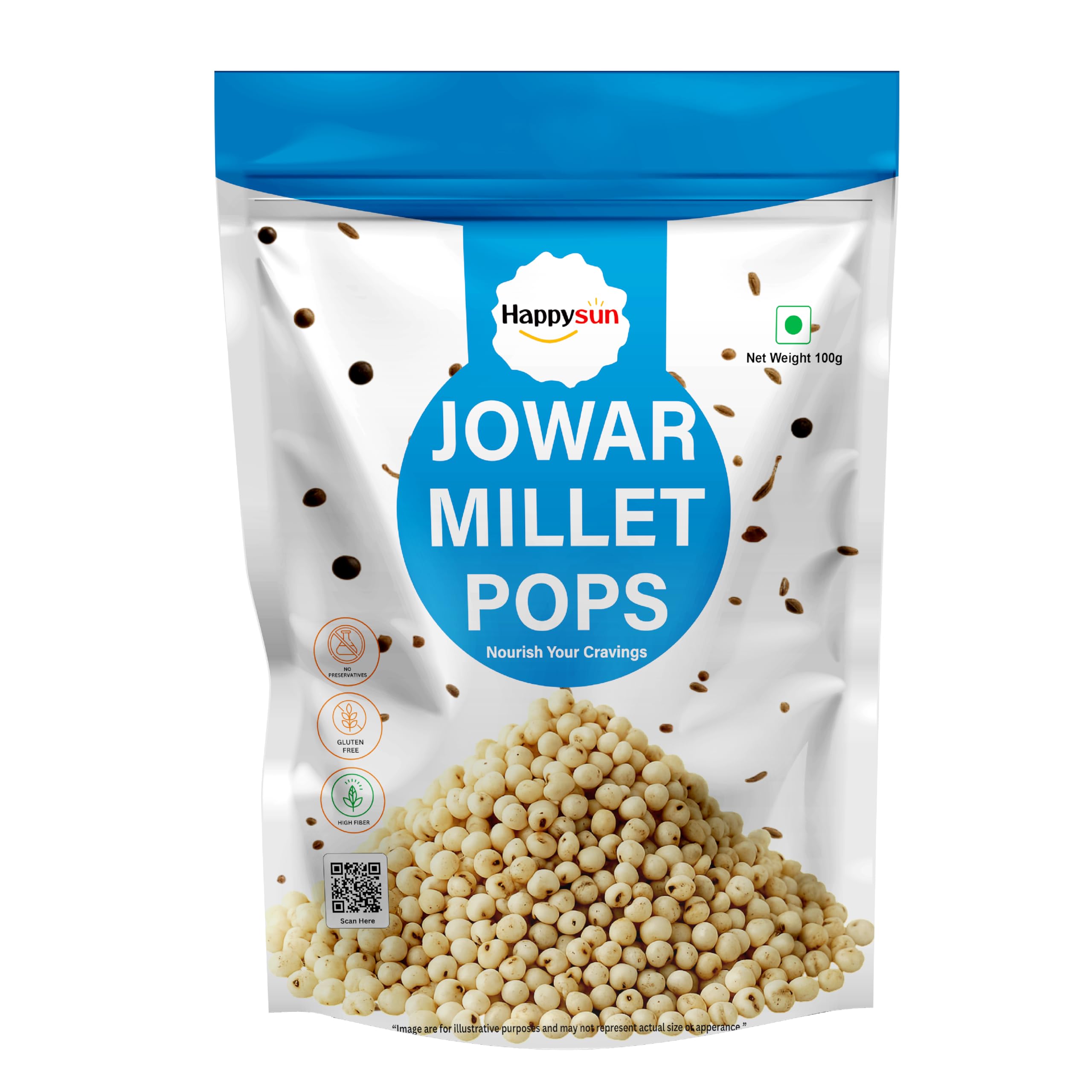HAPPYSUN Jowar Millet Pops | Light Crispy Snack | North East Spices | No Palm Oil | 100g-image-12