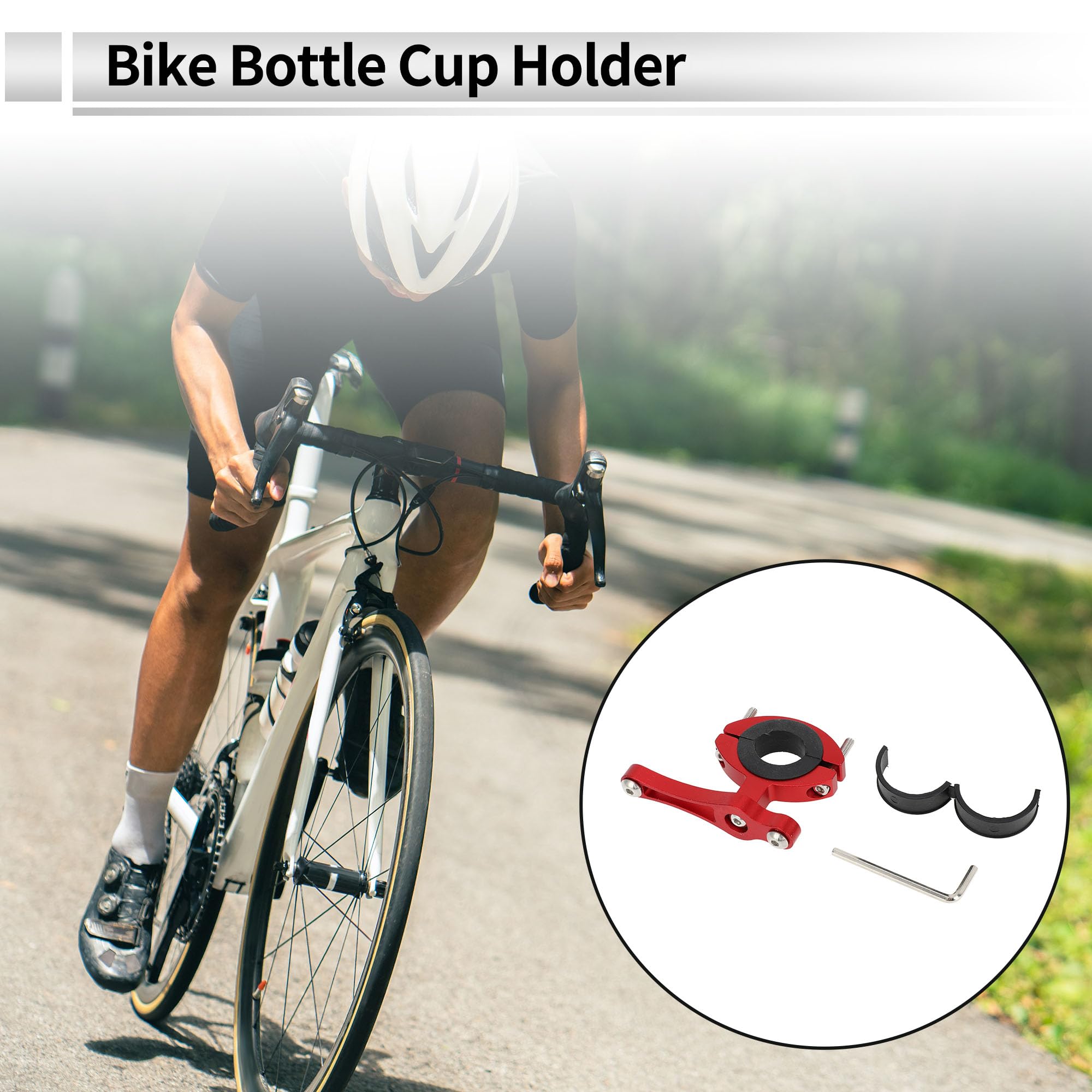 RATCHROLL 1 Pc Universal Motorcycle Bike Drink Holder Motorbike Bicycle Water Bottle Cup Holder Screw Red Aluminum Alloy