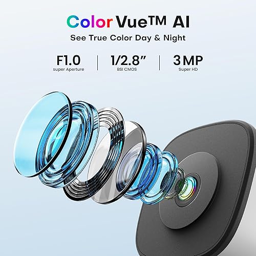Miniatura 2 de Cámara de seguridad para ventana de 3MP 2K, cámaras WiFi para interiores de 2.4 GHz5 GHz con visión nocturna a color Colorvue AI, detección de