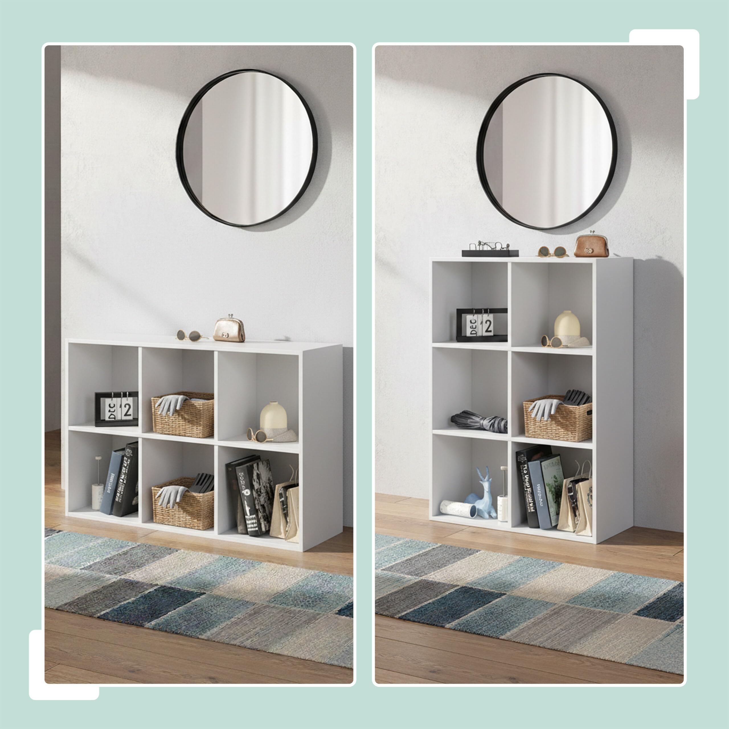Étagère Relaxdays H x L x P: 91 x 61 x 30 cm, 6 casiers, étagère cubique Ouverte pour Salon, Blanche