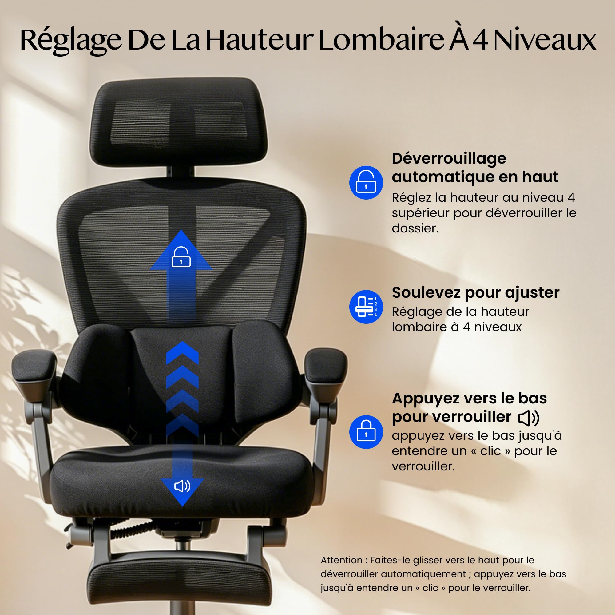FLEXISPOT OC4 Chaise de Bureau Ergonomique, Soutien Lombaire 2D Indépendant en C avec Effet Enveloppant, Inclinaison 90-135°, Appui-tête 3D, Accoudoirs Auto, Chaise Gaming en Maille, Noir