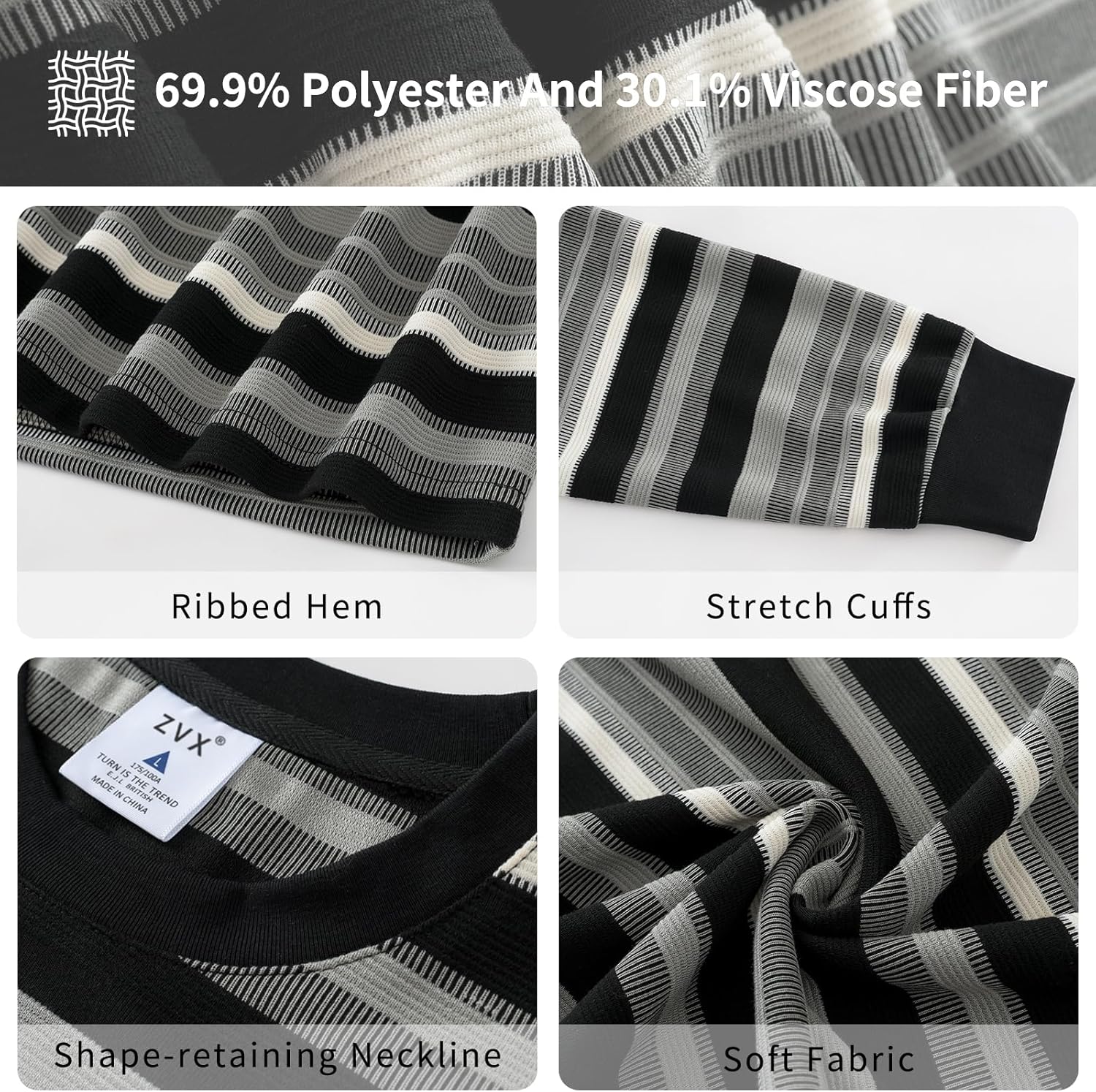 Striped Long Sleeved T-Shirt for Men Spring Casual T-Shirt for Men Retro Autumn Pullover Stripe tee Shirt - Image 5