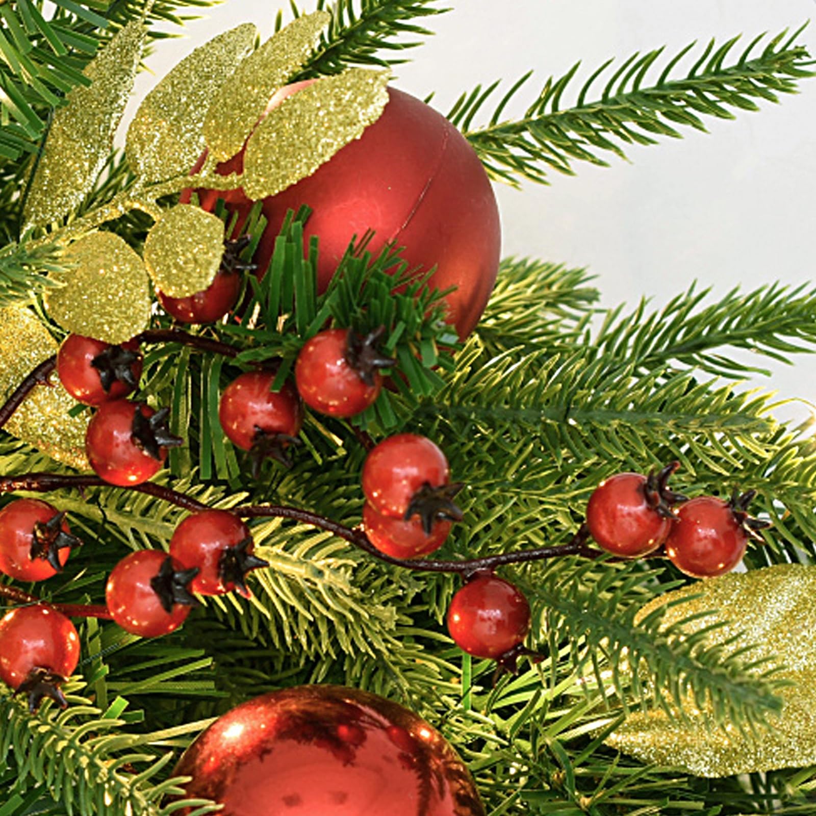 2,7 m Christmas Garland, Decoracion Navidad, Guirnaldas de Navidad, para Repisas, Escaleras, Decoración Al Aire Libre(Gold)
