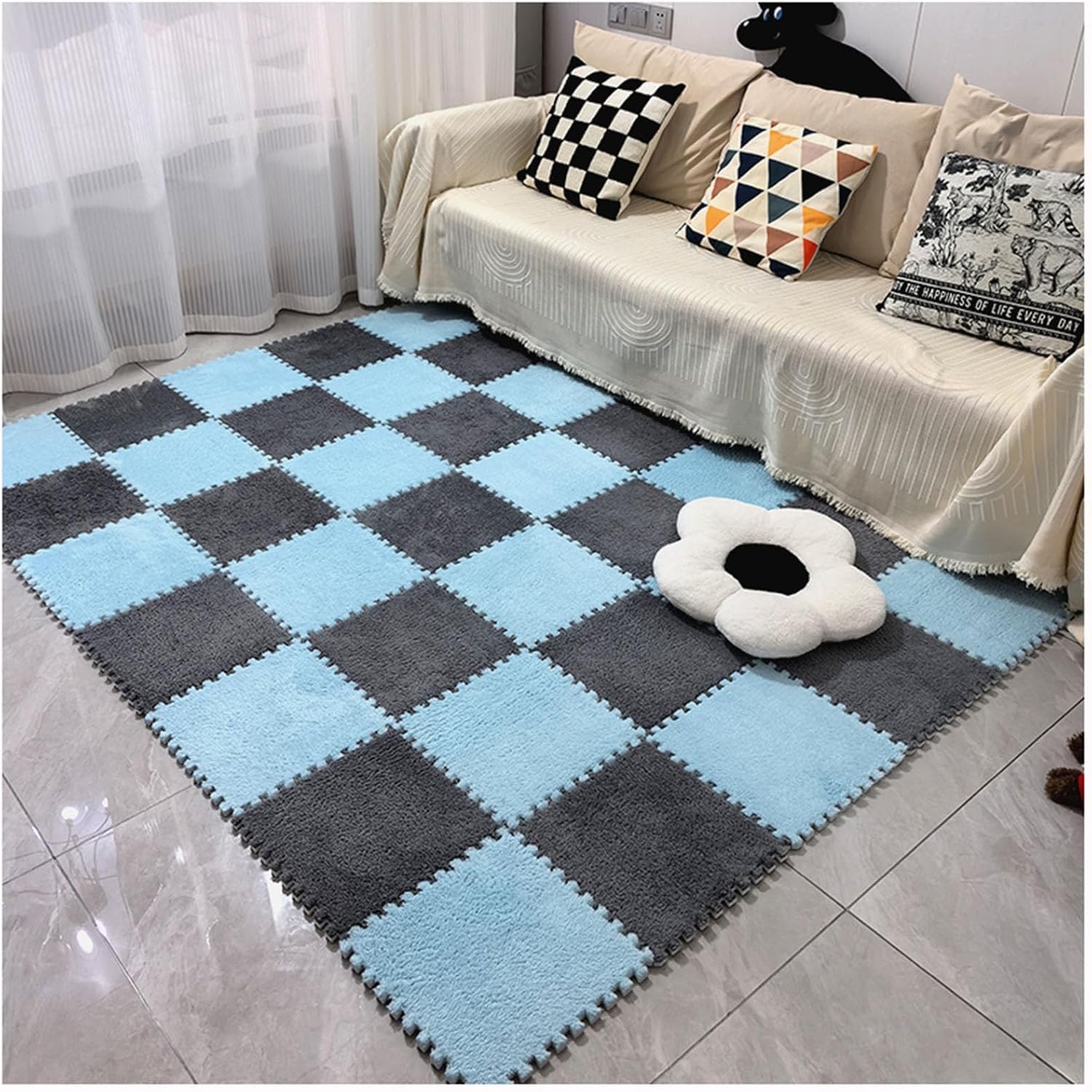 Alfombra de espuma for gatear for dormitorio infantil con felpa suave antideslizante