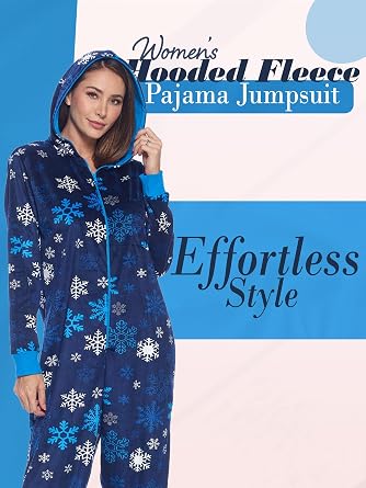 Ashford & Brooks Women's Fleece Hooded One Piece Pajama Union Jumpsuit