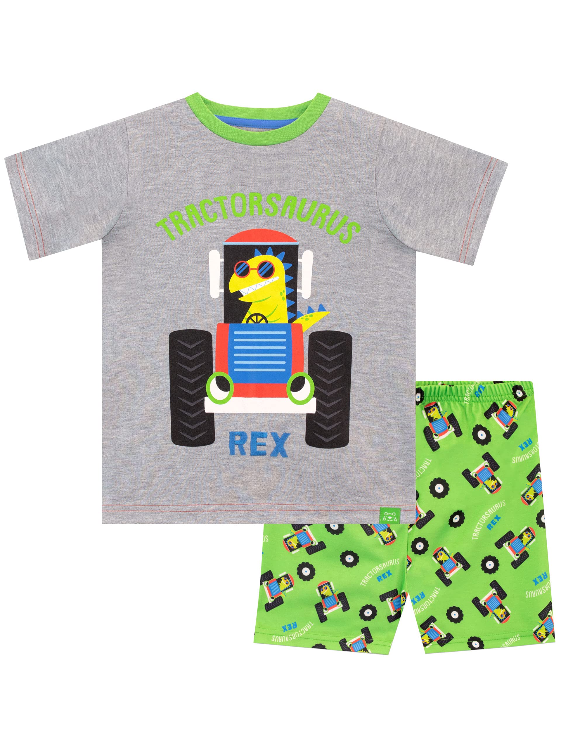 Harry Bear Boys Grey Short Pyjamas Tractor Dino 4-5 Years
