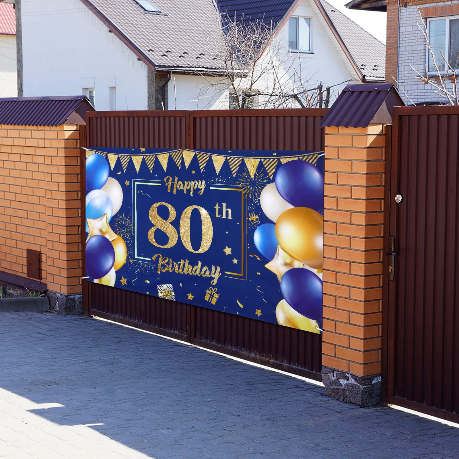 Lot De 40 Fanions Bleu Marine Avec Inscription « Happy 60th