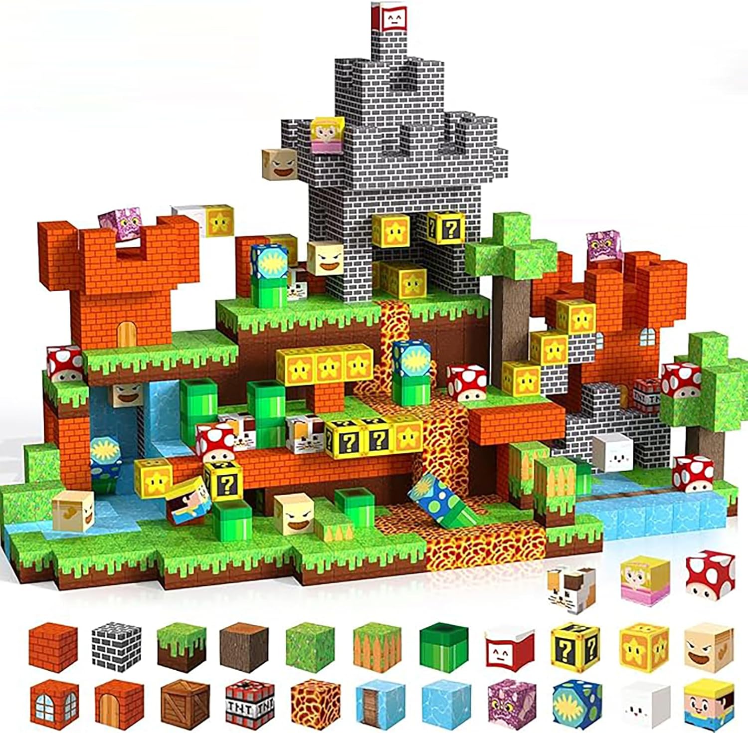 Pink Magnetic Building Blocks Magnetic Building Tiles Toys for Boys Girls Age 3+，Creative Plastic Magnet Square Gift for Kids 100PCS