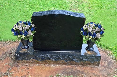 Miniatura 8 de U'Artlines 2 flores artificiales de cementerio con jarrón para tumba, rosas conmemorativas de seda, flores de tumba, flores para tumba, cementerio,