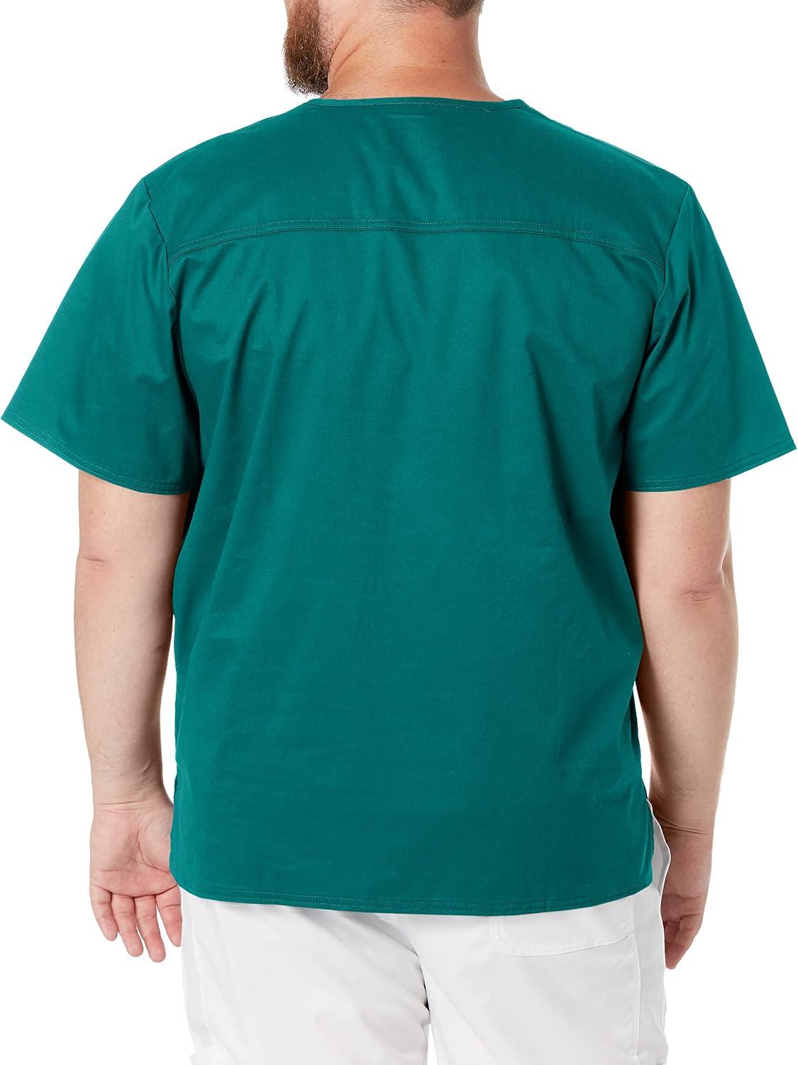 Cherokee Men Scrub Set Tuckable V-Neck Top 4743 Fly Front Cargo Scrub Pant with Reinforced Adjustable Drawstring 4243, Hunter Green - XL Top/XL Pant