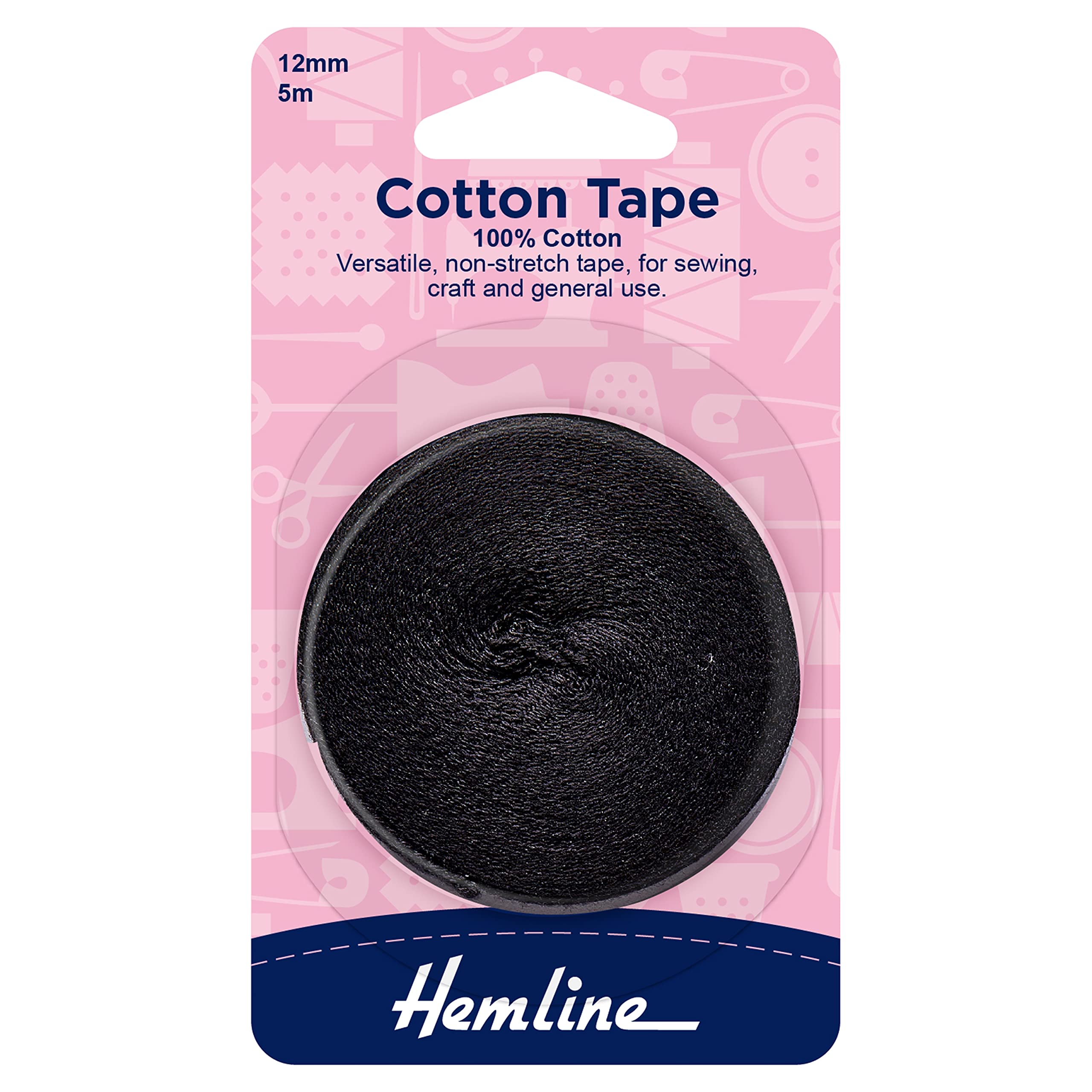 Minerva Tape Black Cotton Hemline H541.12