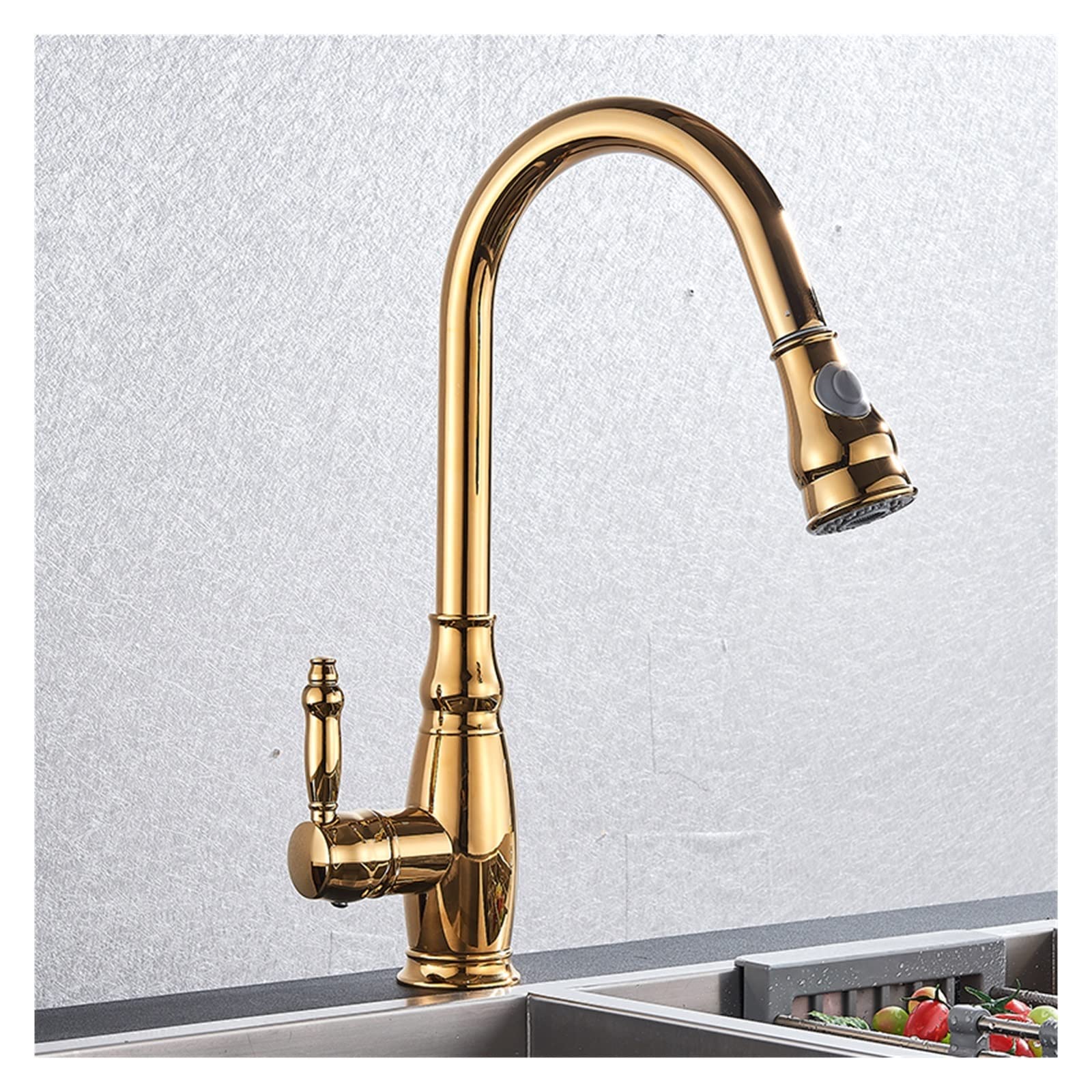 Yjyjy Polisehd Gold Faucet Bronze Black Kitchen Faucets Pull Out Kitchen Sink Hot Cold Mixer Tap Water Mixer Tap Crane For Kitchen 360 Rotation Mixer Tap Tap