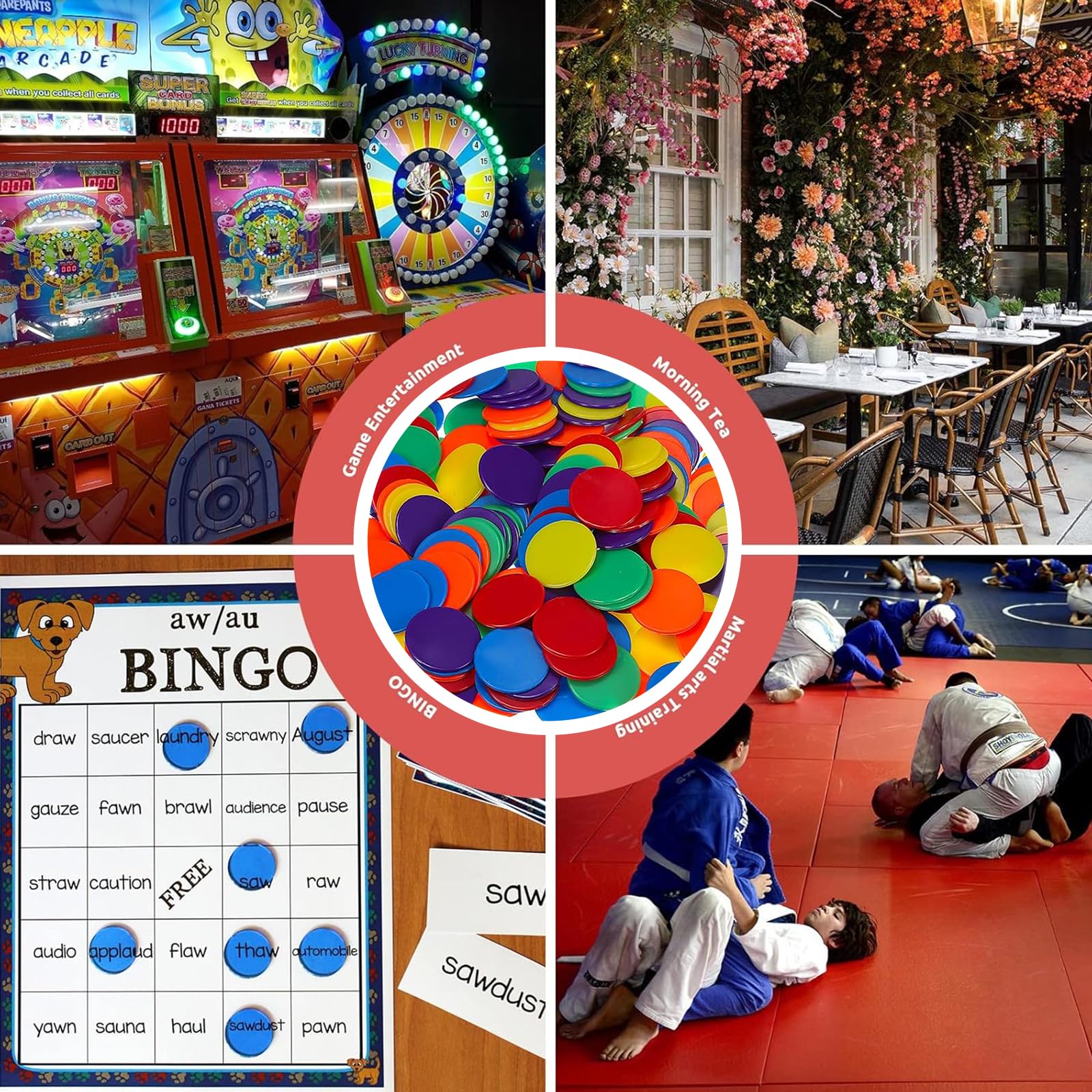 100 Piezas Fichas de Póker de Plástico, Fichas de Bingo, Fichas de Juego y Conteo para Niños (25mm, 6 Colores)