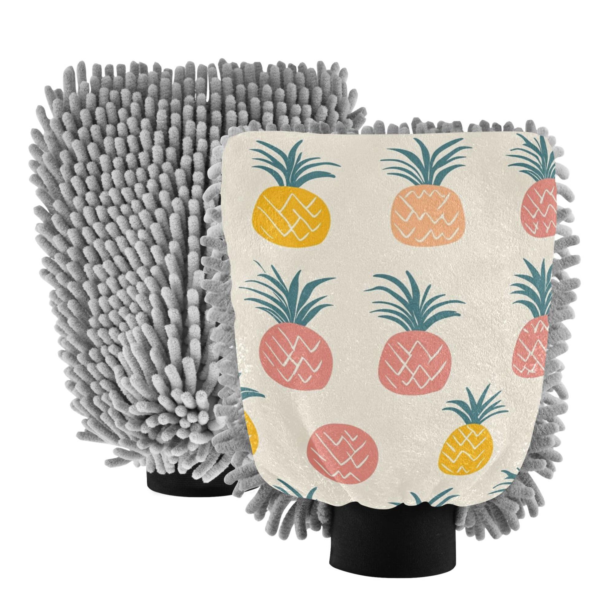 Cute Cartoon Pineapples Wash Mitt for Cars 11.8'' Washing Mitts Scratch Free Clean Sponges for Wash Drying
