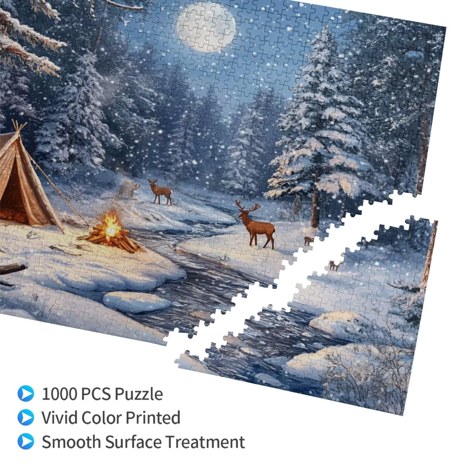Puzzle zimowe, 6000 elementów, las, puzzle dla dorosłych, z pudełkiem na prezent, duże drewniane puzzle dla dorosłych, gra zręcznościowa dla całej rodziny, prezenty dla kobiet, 105 x 180 cm, 1257y