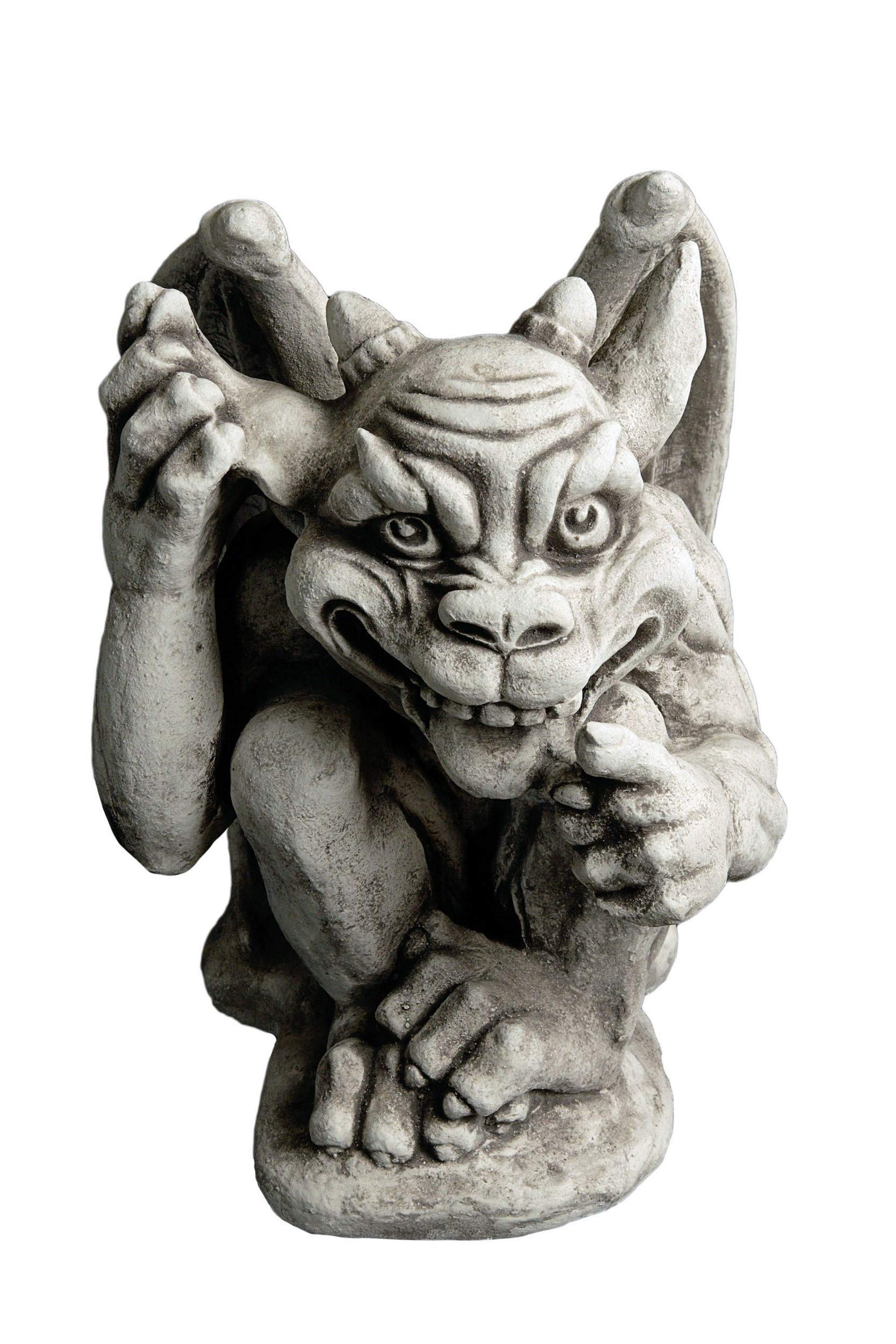 Gargoyle the Mad Stone Figure 38cm 25kg Grey White Concrete Frost Proof