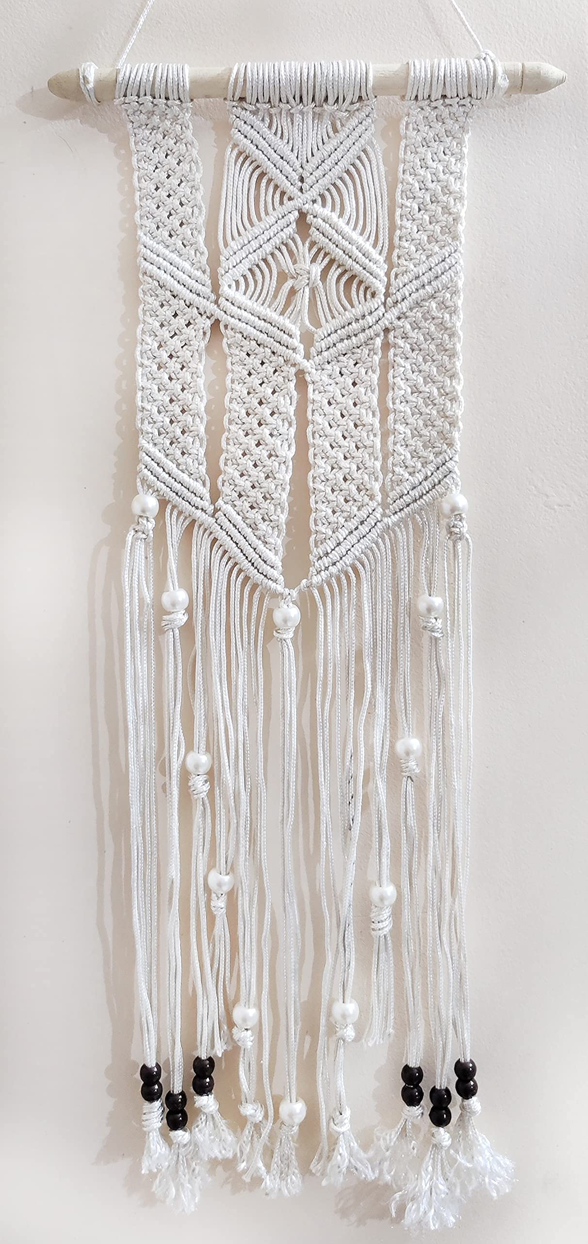 Kasba-Line Macrame Wall Hanging Decor | Bohemian Design | Hand Made Wall Hanging Decor for Living Room(Off-white)