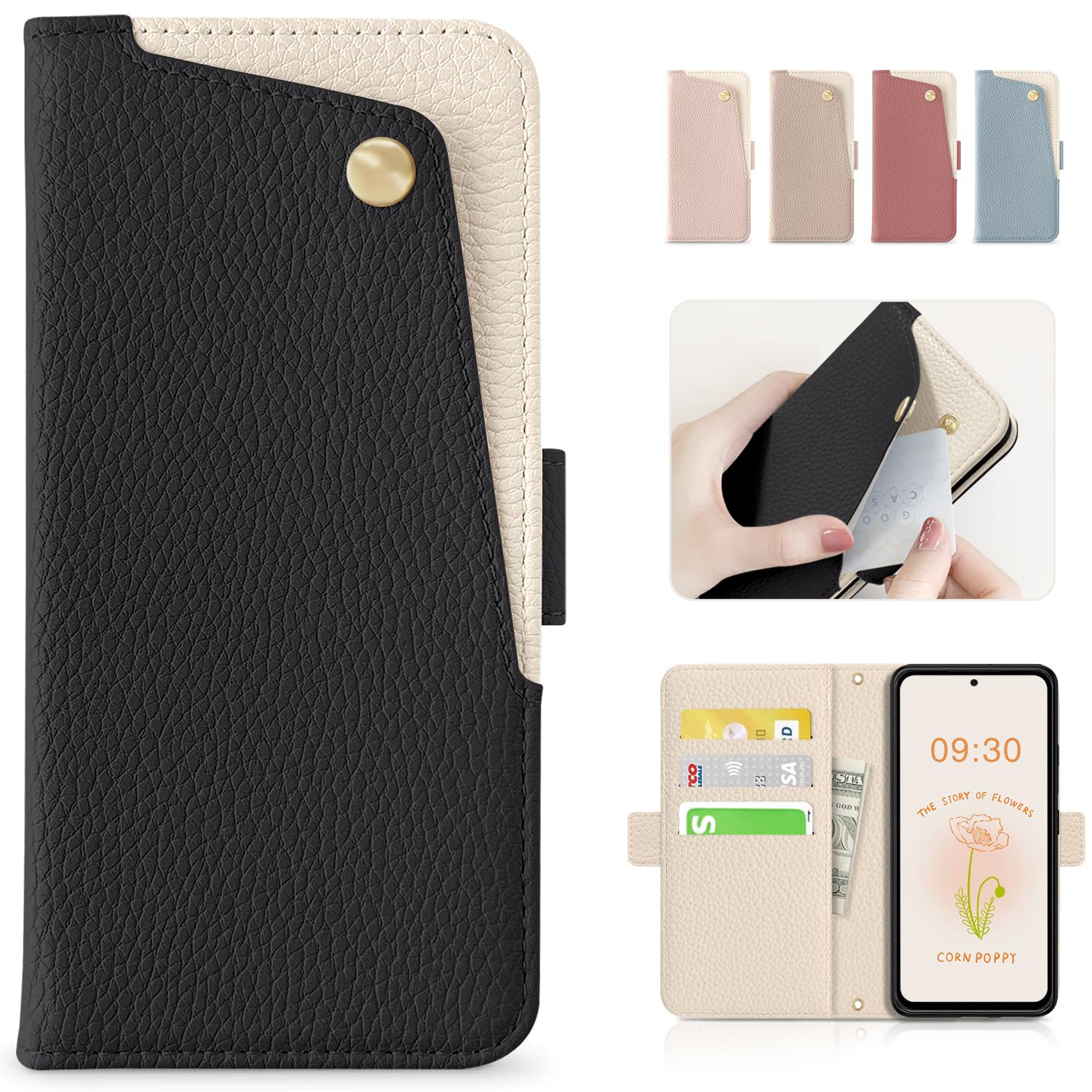 CASSYOOK 適用 galaxy s23 ケース手帳型 ギャラクシーs23 ケース 手帳型 財布型 カバー カードポケット付き 携帯ケースgalaxys23 全面保護 galaxy s23 sc 51d ケース カード収納 横置きスタンド機能 高級PUレザー おしゃれ 上質な手触り 擦り傷防止 (Galaxy S23、SC-51D、SCG19 対応)ブラック