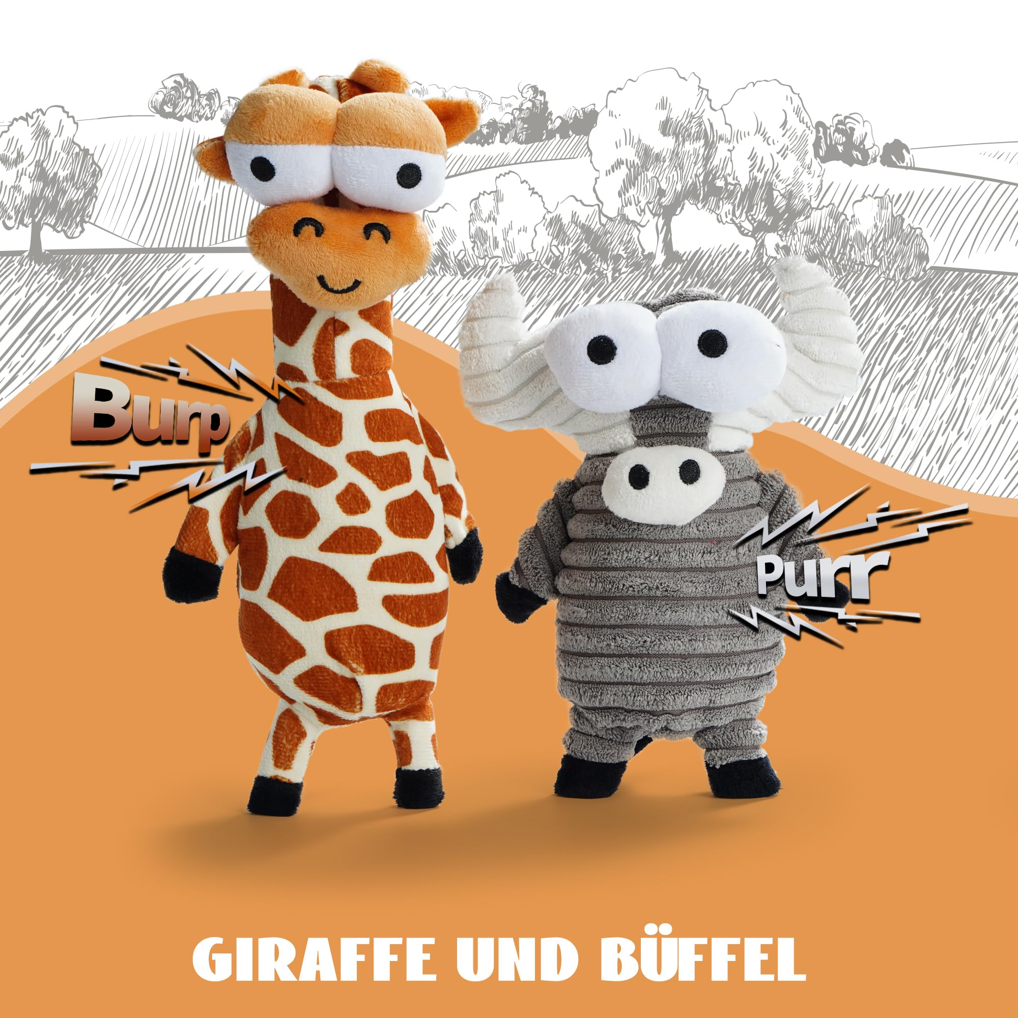 Nocciola 5 Packs Quietschendes Hundespielzeug, 5 Lustige Seltsame Quietschen für Verschiedene Tiere, Unzerstörbares Kuscheltier für Welpen, Plüsch-Spielzeug für Kleine, Große Hunde