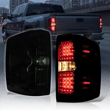 Smoked LED Tail Light Fit For 14-18 Chevy Silverado Driver&Pessenger Side