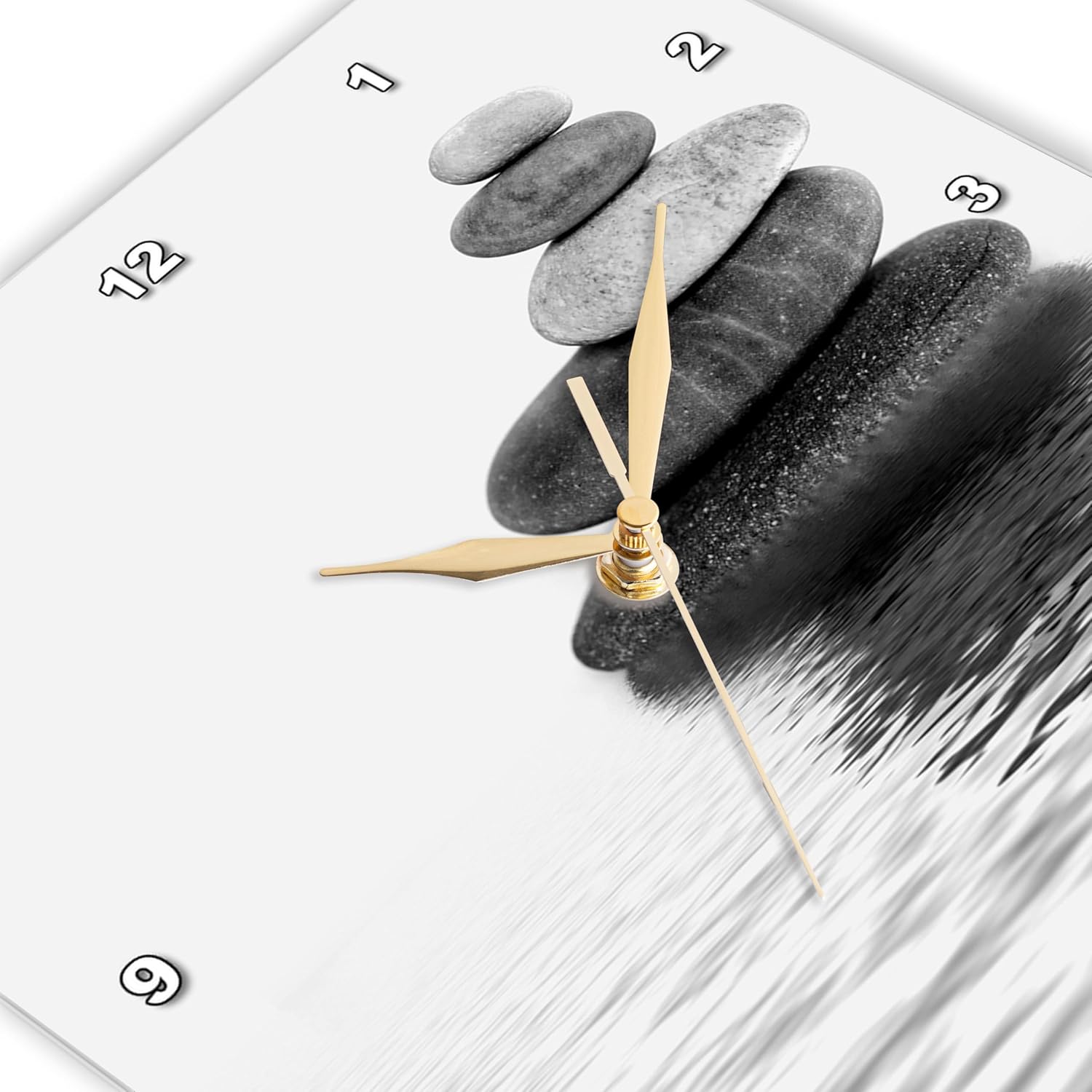 3dRose Balanced Stone Cairn Zen Style in Water Wall Clock, 15 x 15