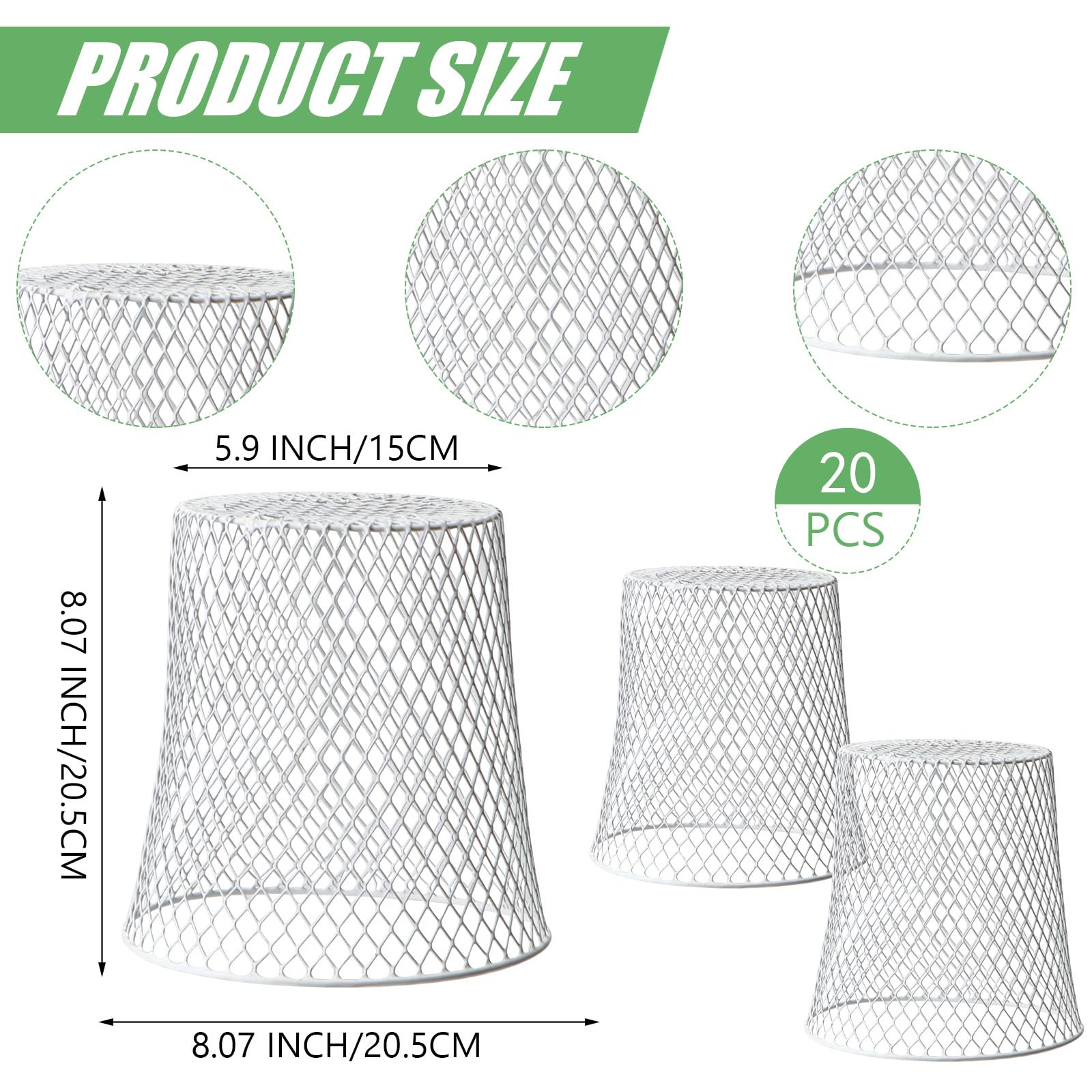 20 Pcs 8inch Chicken Wire Plant Covers,Wire Garden Cloches Chicken Wire Cloche Plant Protector Metal Heavy Duty Garden Plant Cloche for Keeping Bunnies Chicken Squirrels Birds Other Out