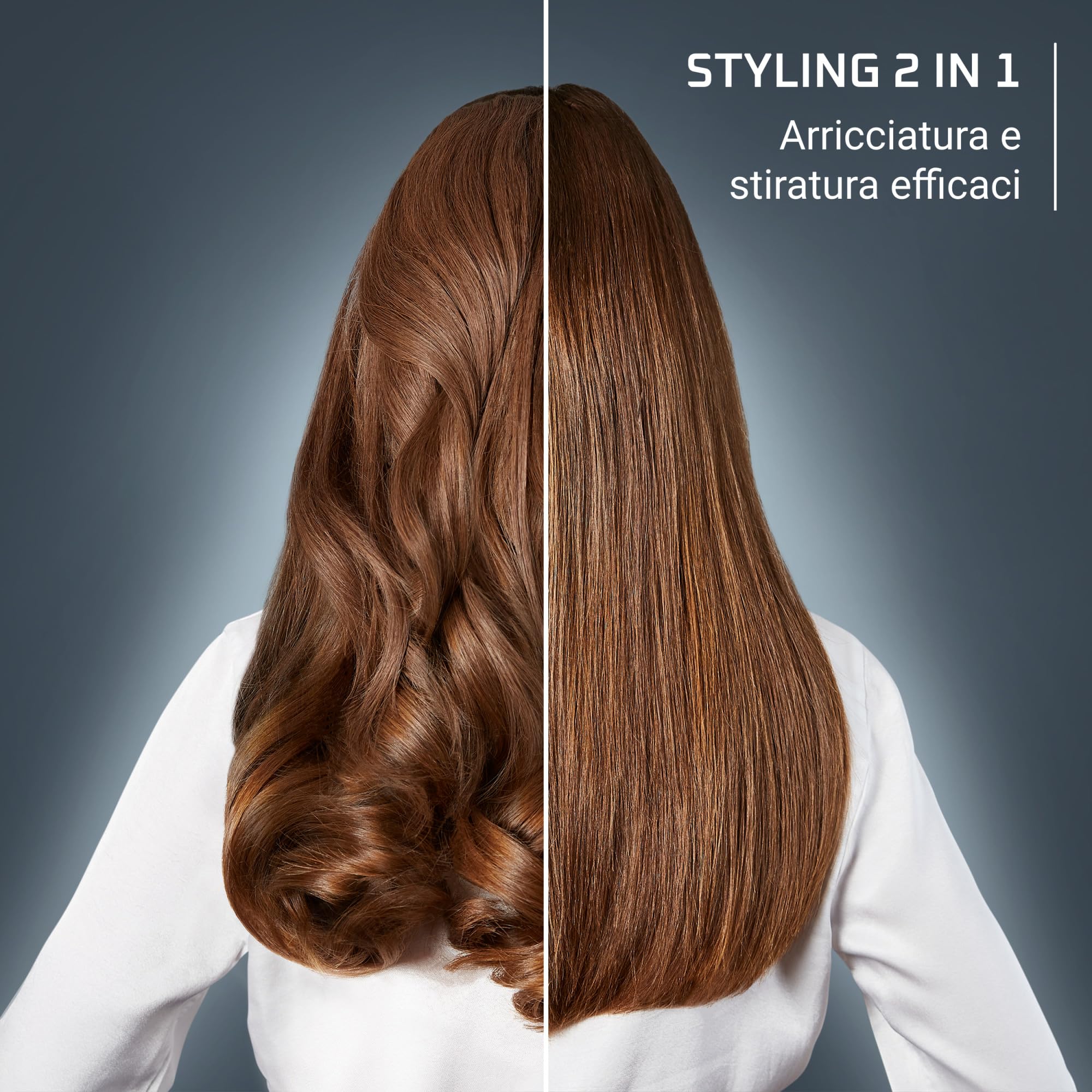 Rowenta Thermostyle 2-in-1, Piastra per Capelli in Titanio con Design Ergonomico Arrotondato, Tecnologia Ionica e Rivestimento in Ceramica per Stryling Lisci, Ricci e Mossi, SF7120