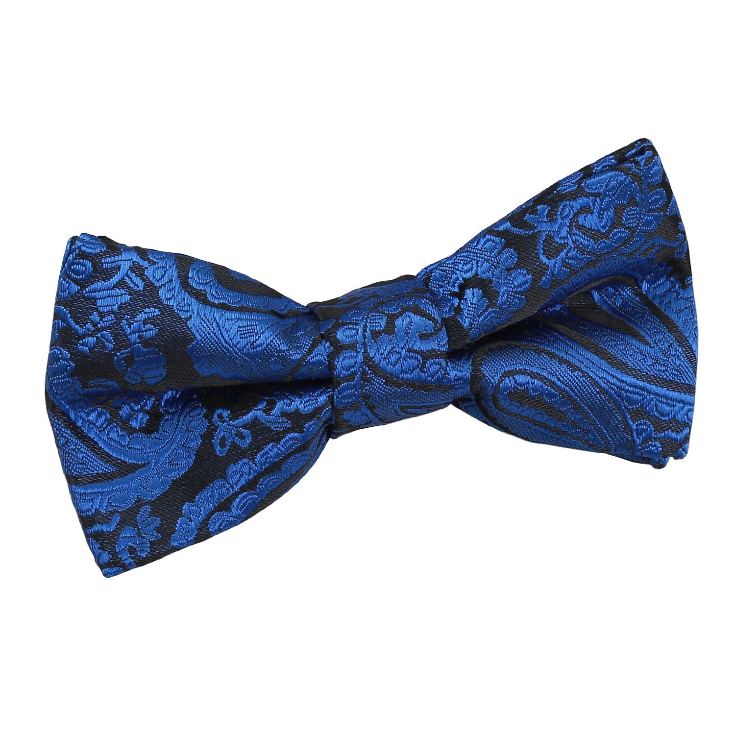DQT Boys Paisley Floral Jacquard Pre-Tied Bow Tie - Wedding Pageboy Formal - Royal Blue