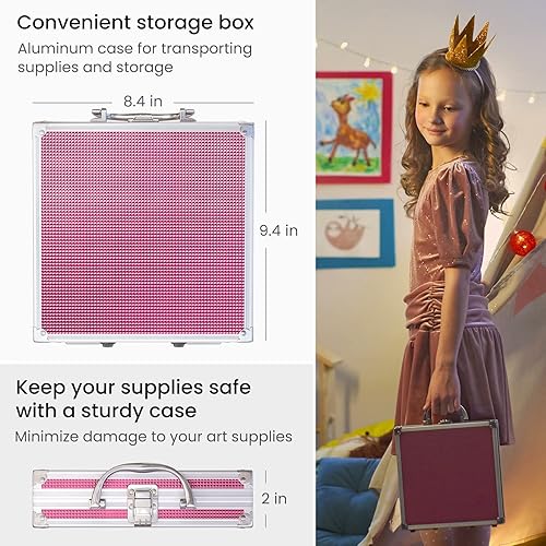 Miniatura 3 de Arteza Kids Kit de pintura y dibujo paquete de 75 piezas para artistas 18 mini lápices de colores 16 pasteles de acuarela 14 pasteles al óleo y 14