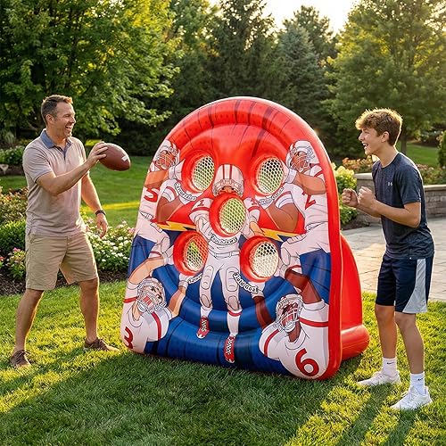 Miniatura 8 de Juego de lanzamiento de objetivos de fútbol de 6 pies, juguete inflable de tiro de fútbol para niños, juegos de fiesta de carnaval