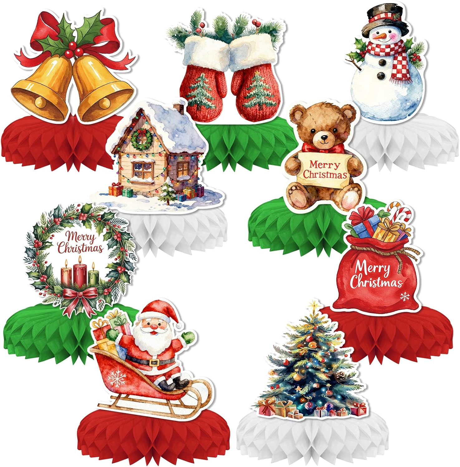 9 PCS Christmas Decorations,KSKSPE 3D Christmas Theme Party Decor For The Table,Snowman Santa Claus Gift Elements 9 PCS Christmas Decorations,KSKSPE 3D Christmas Theme Party Decor For The Table,Snowman Santa Claus Gift Elements