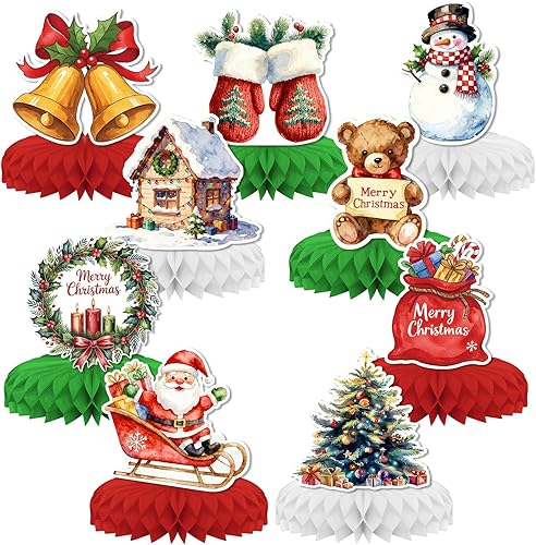 9 piezas de decoraciones navideñas, decoración de fiesta temática de Navidad 3D de KSKSPE para la mesa, muñeco de nieve, elementos de regalo de Papá