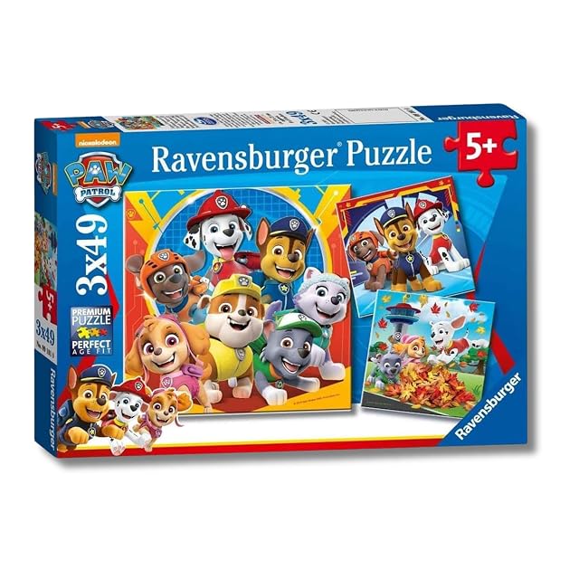 Ravensburger - Puzzle: Patrulla Canina, Puzzles Niños 5 Años o Más, Rompecabezas, 3 Puzzles de 49 Piezas, Regalos Niños 5 Años, 21x21cm